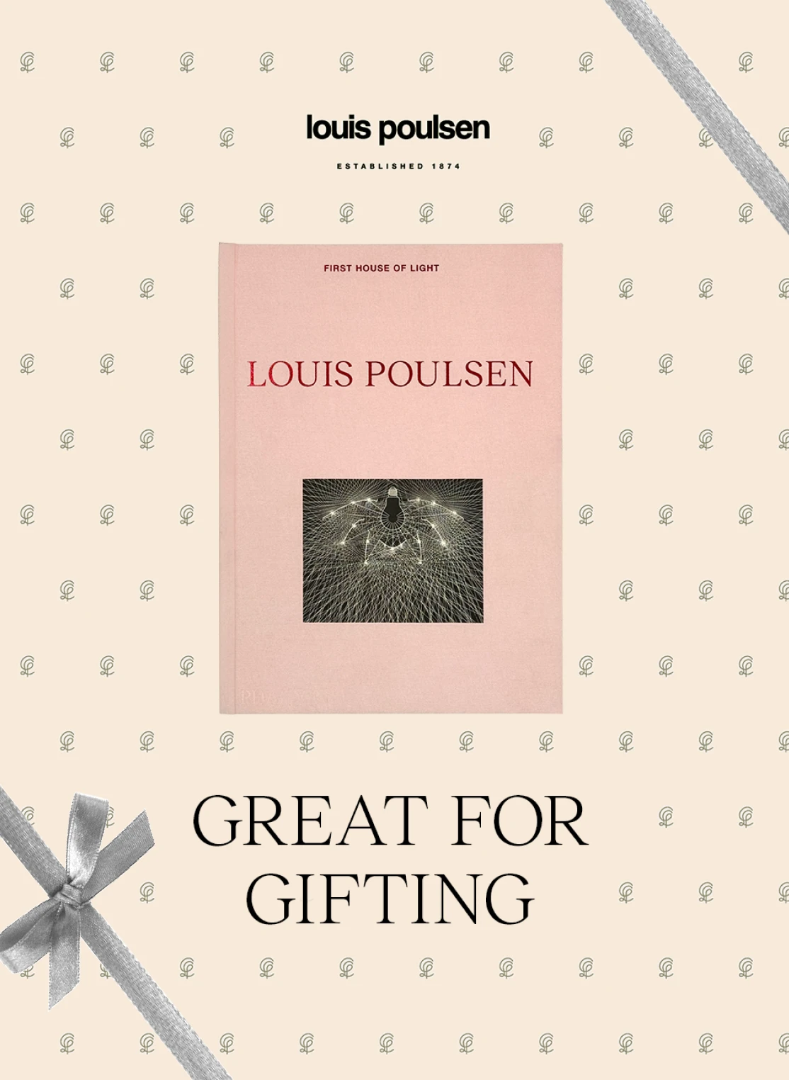 Louis Poulsen book titled First House of Light shown as a gift idea, © 2025 Louis Poulsen.