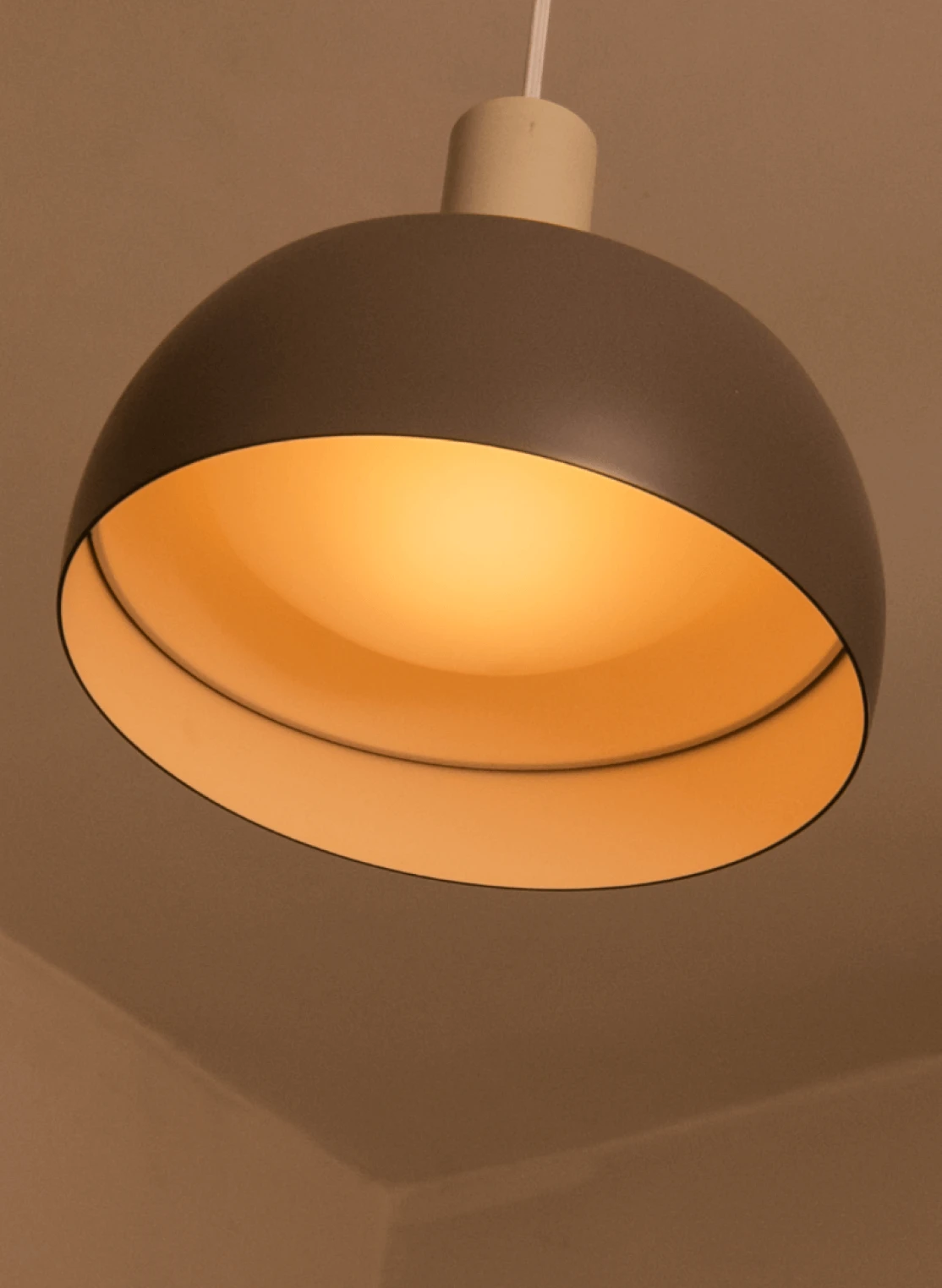 Close-up of FJ Pendant in Original Grey showing layered shade design, © 2025 Louis Poulsen.