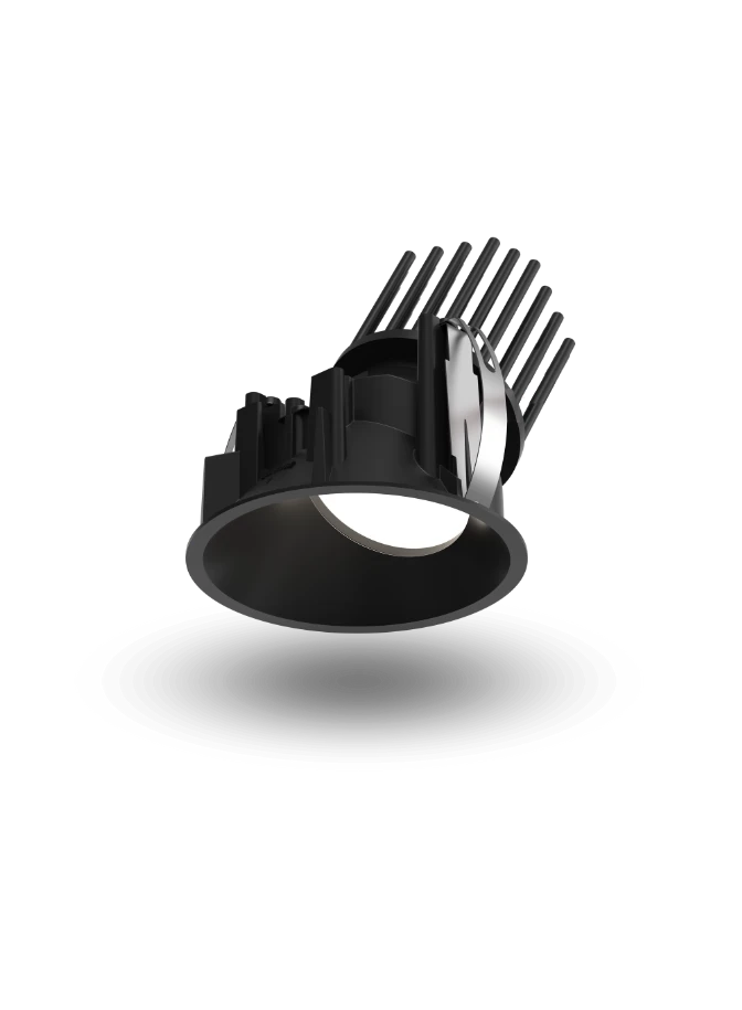 Black LP 070 Recessed wallwasher shown as a recessed downlight against a white background. © 2026 Louis Poulsen.